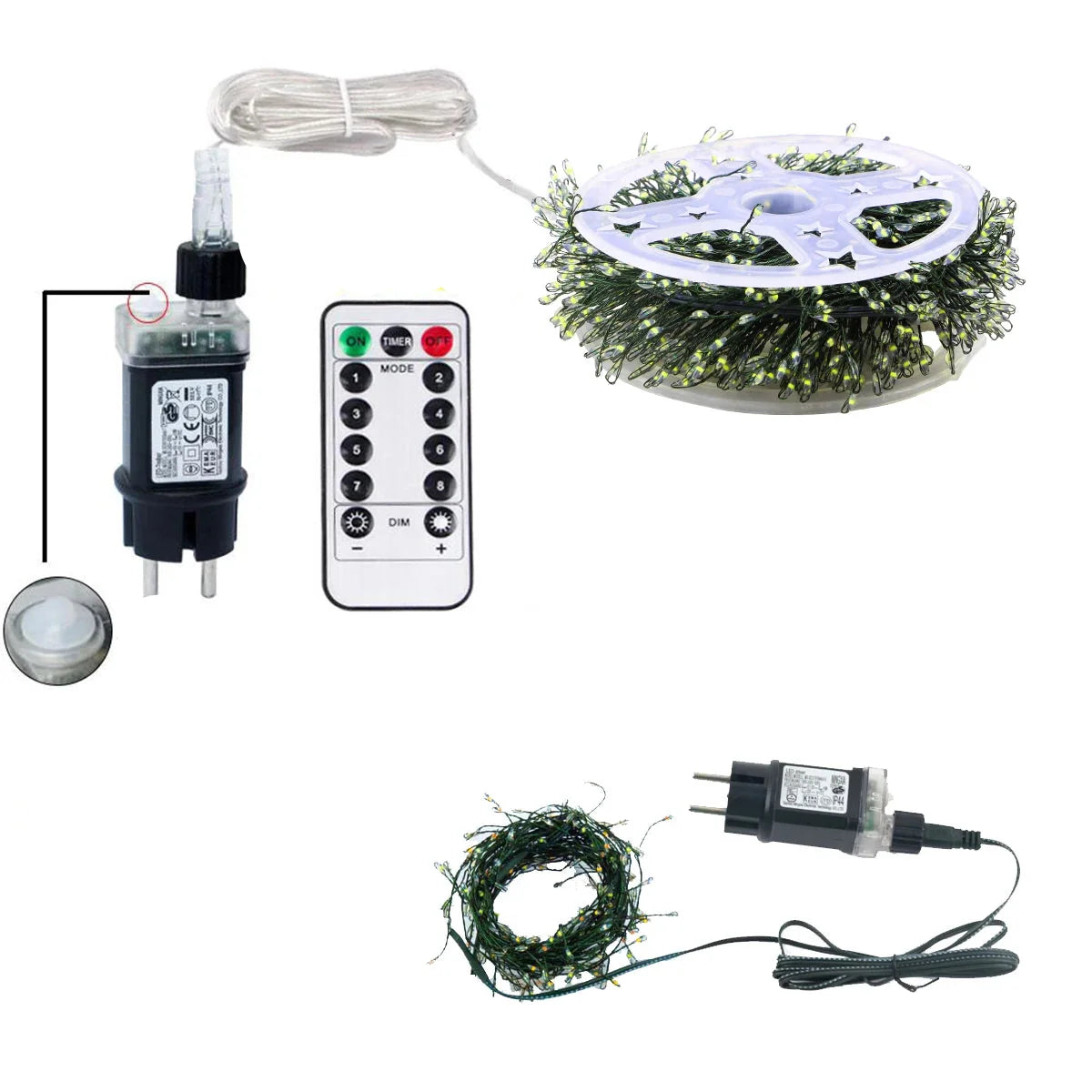 Trendbay 50M 1500-LED Warm Light Cluster Firecracker String Lights – AC-Powered