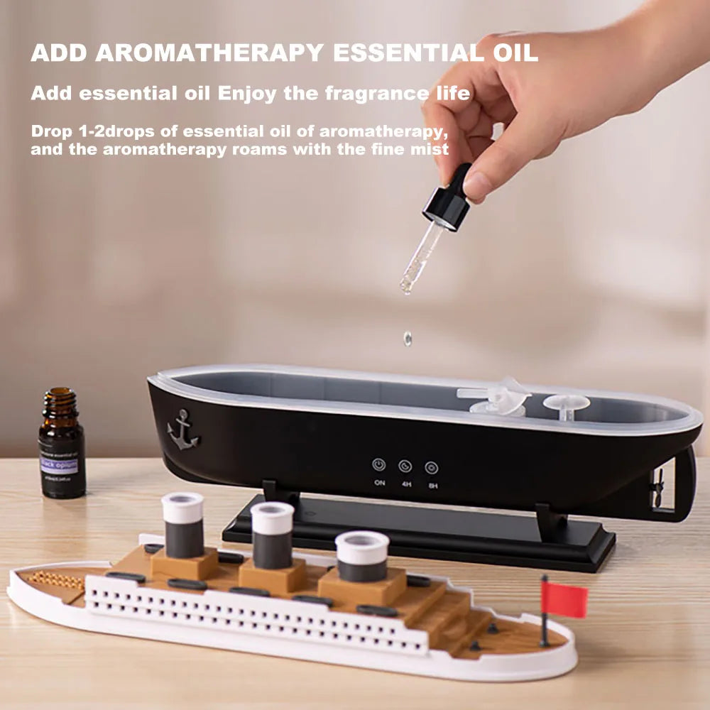 Trendbay Retro Ship Humidifier – Ultrasonic Aroma Diffuser with Remote Control