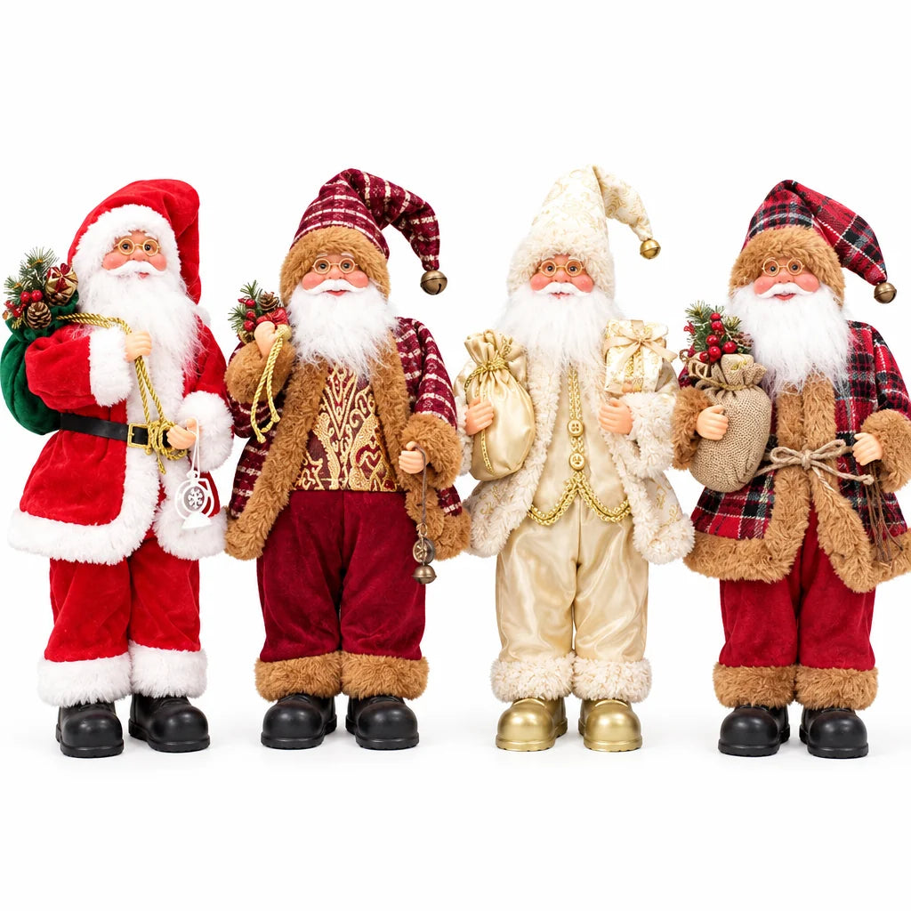 Trendbay 4Pcs Christmas Santa Claus Plush Doll Set Battery-Powered
