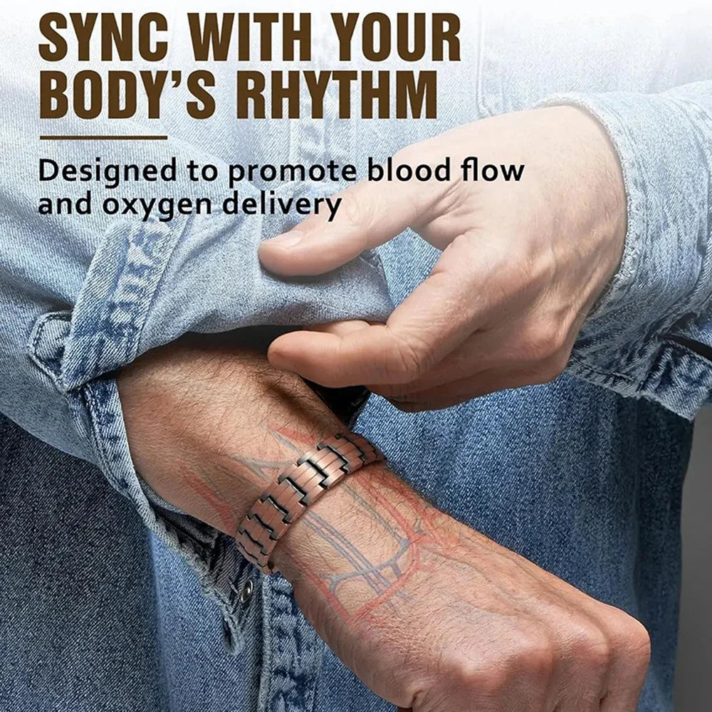 Trendbay Premium Copper Magnetic Bracelet for Men – Titanium Steel Wristband