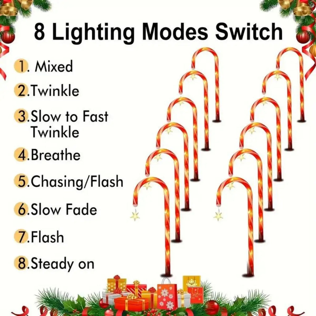 Trendbay 8PCS Solar Candy Cane Garden Lights