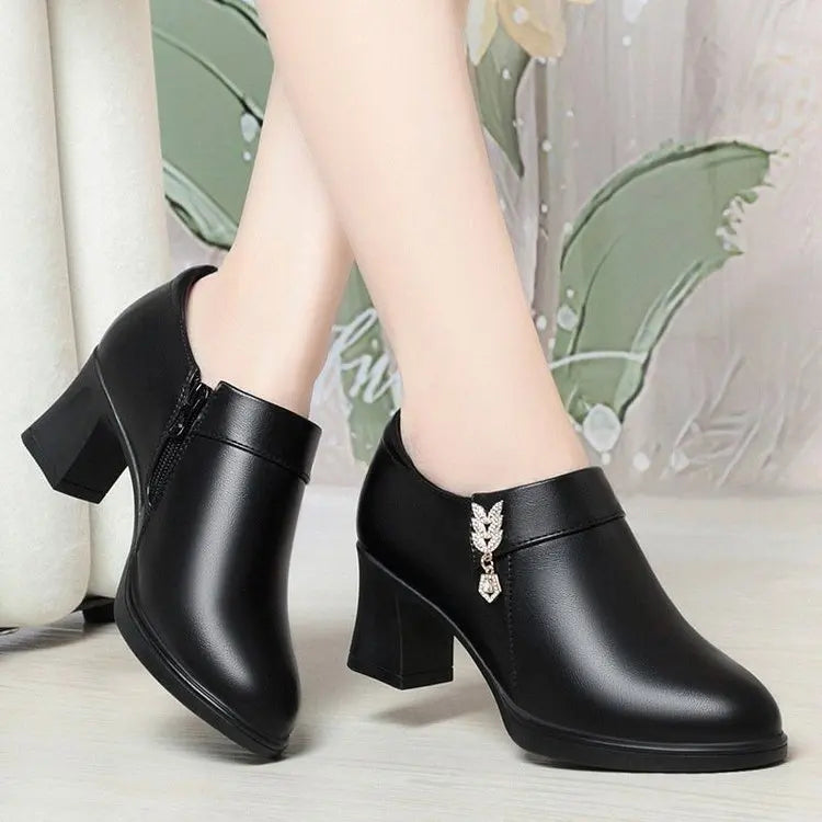 Trendbay Women's Pointed-Toe Chunky Heel Pumps