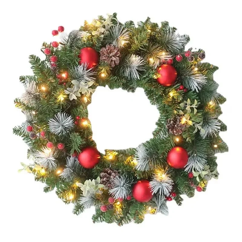 Trendbay 60CM Red Christmas Wreath with LED Lights