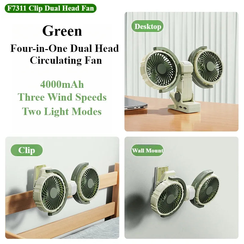 Trendbay Dual-Head Clip-On Desk Fan