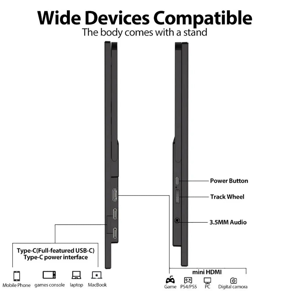 Trendbay 21.5" Portable Monitor“ Full HD 1080P 100Hz IPS USB-C HDMI Display