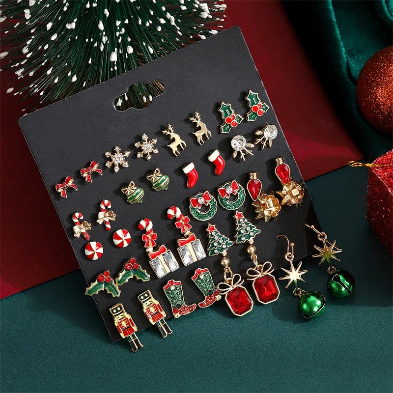Trendbay 20 Pair Christmas Earring Set for Women Festive Drop Earrings