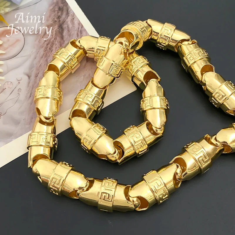 Trendbay 75cm 18K Gold-Plated Bold Chain Necklace – Hip Hop Fashion Jewelry for Men