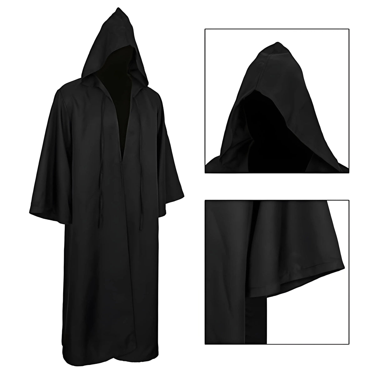 Trendbay Masquerade Black Hooded Cloak – Long Unisex Witch Robe