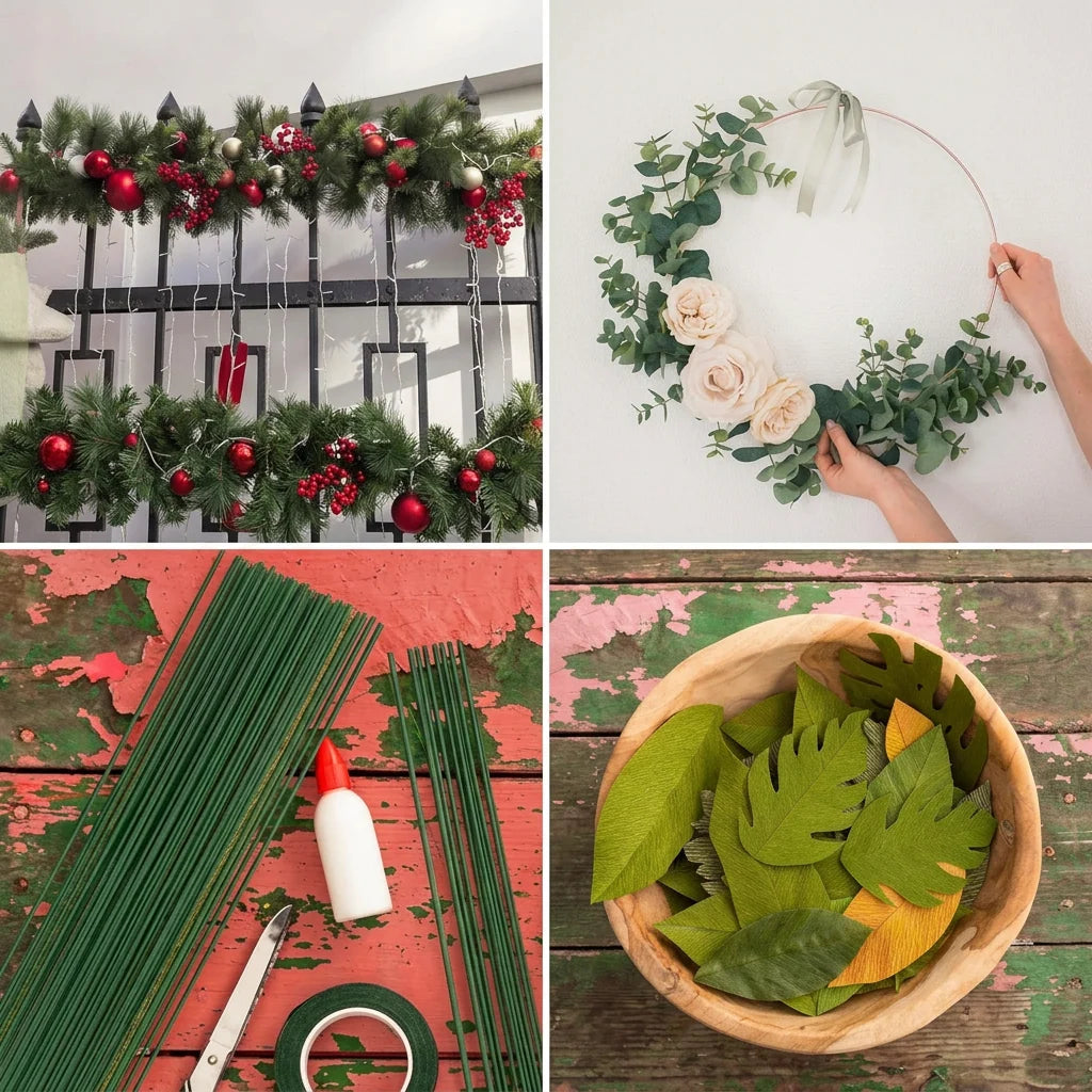 Trendbay 10Pcs Green Floral Wire Stems for Flower Arrangements