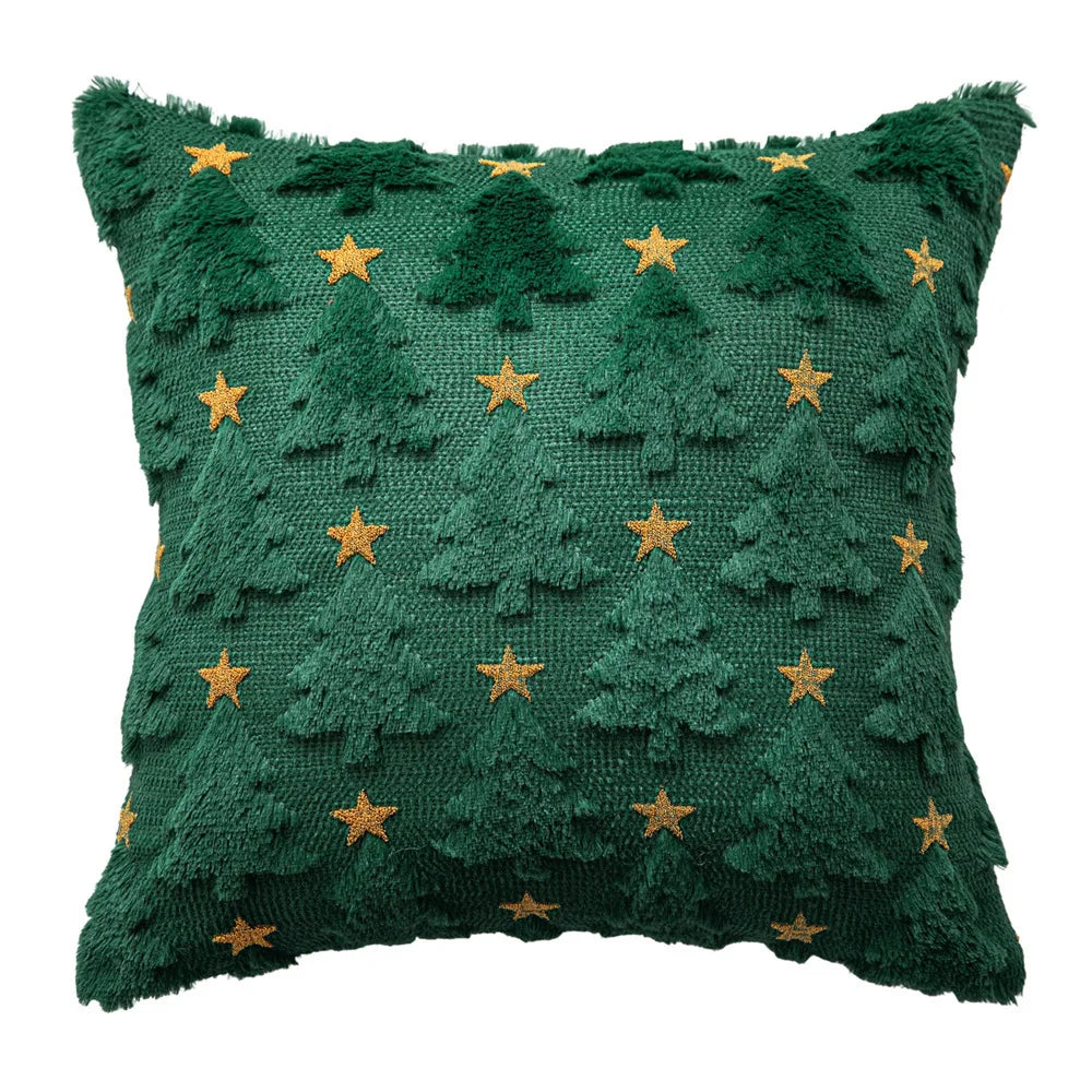 Trendbay Knitted Christmas Tree Cushion Cover Green
