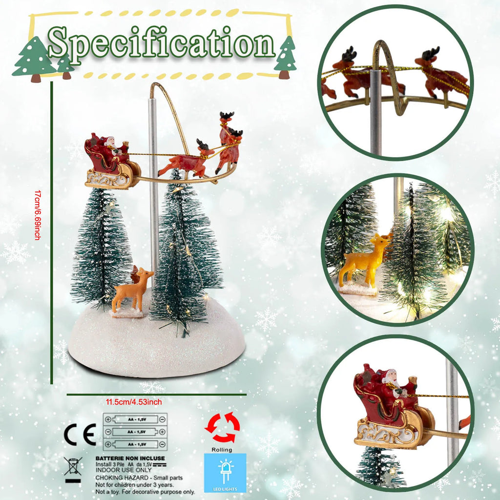 Trendbay Animated Christmas Village Flying Sleigh Decoration