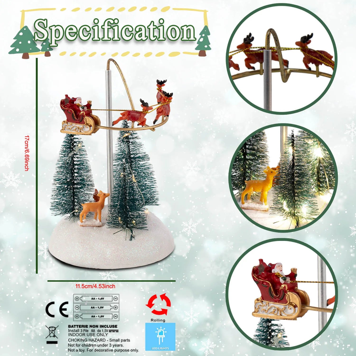 Trendbay Animated Christmas Village Flying Sleigh Decoration
