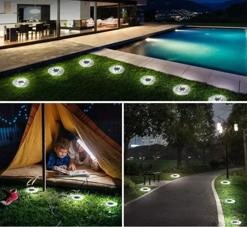 Trendbay 1Pcs Solar Ground Lights 8 LED Stainless Steel & ABS In-Ground
