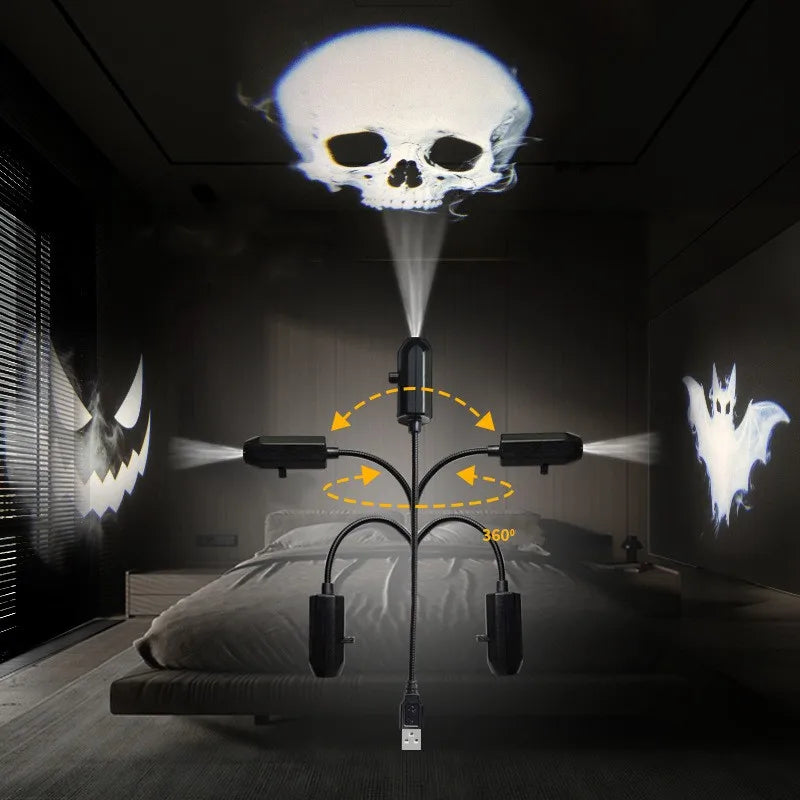 Trendbay USB Halloween Ghost Skull Projector Light 360° Rotating 12 Switchable Patterns