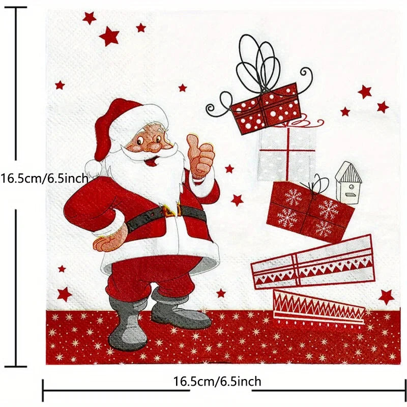 Trendbay Snowman & Santa Print Paper Napkins for Christmas decor