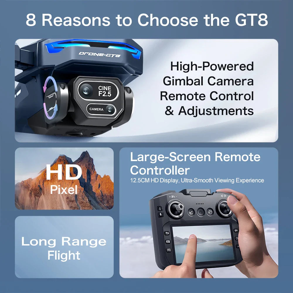 Trendbay 8K HD Three-Camera RC Drone with Screen Remote