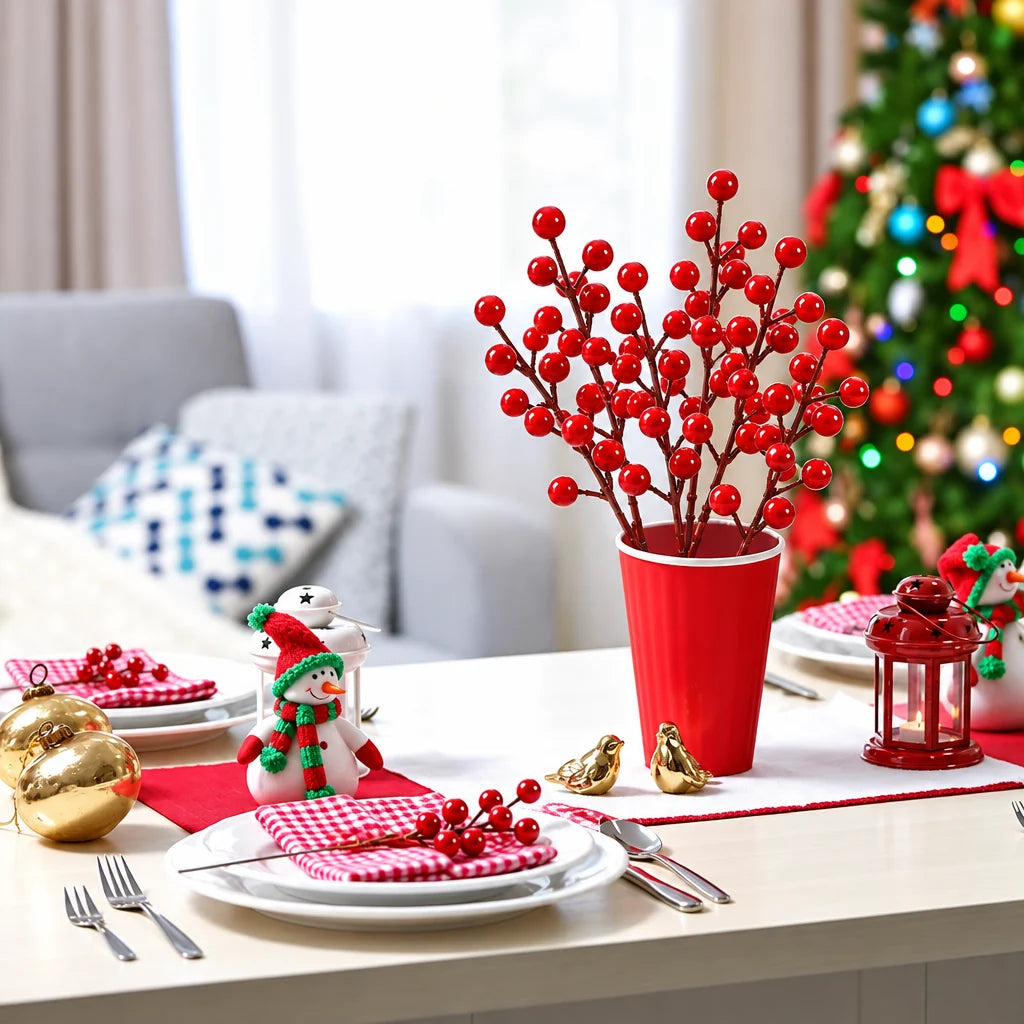 Trendbay 5-Piece Christmas Red Berry Branch Decorations