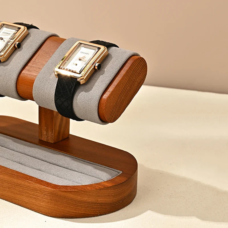 Trendbay T-Shaped Wooden Watch Display Stand – Watch & Jewelry Holder for Bracelets and Accessories