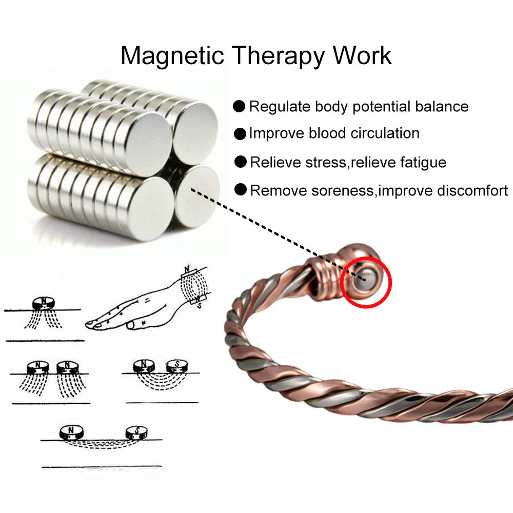Trendbay Pure Copper Magnetic Braided Bracelet – Adjustable Twisted Bangle for Men & Women