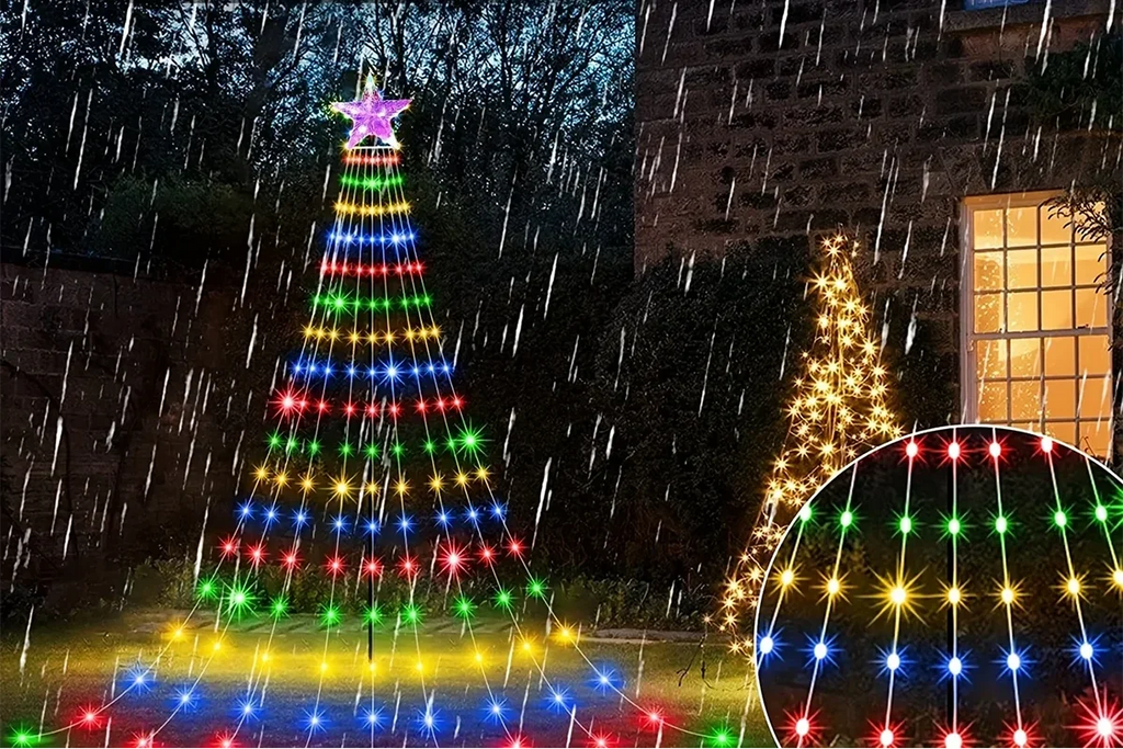 Trendbay 1pcs 5-Pointed Star Waterfall String Lights 2M Multicolor USB powered