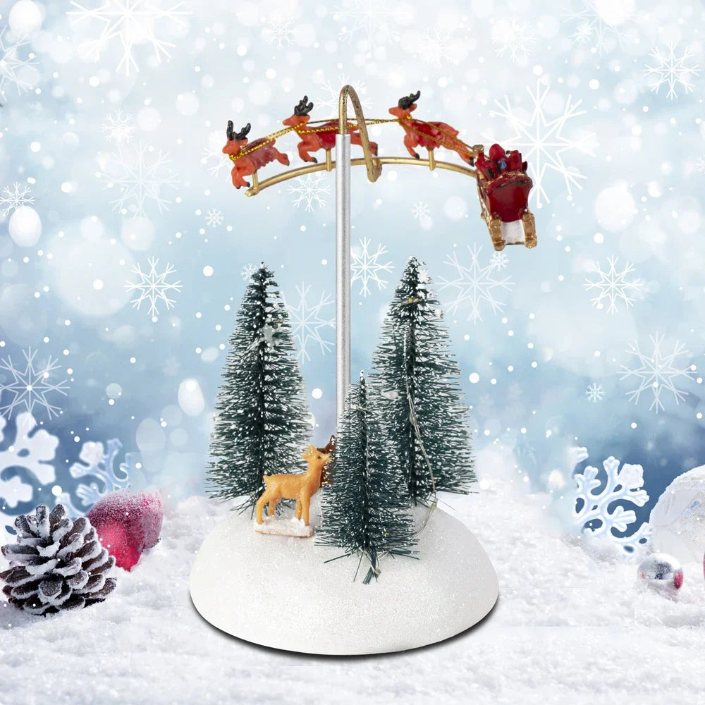 Trendbay Animated Christmas Village Flying Sleigh Decoration