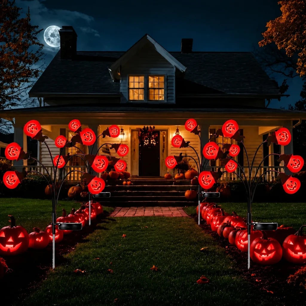 Trendbay Red 1PC 6-Head Halloween Solar Pumpkin Garden Lights