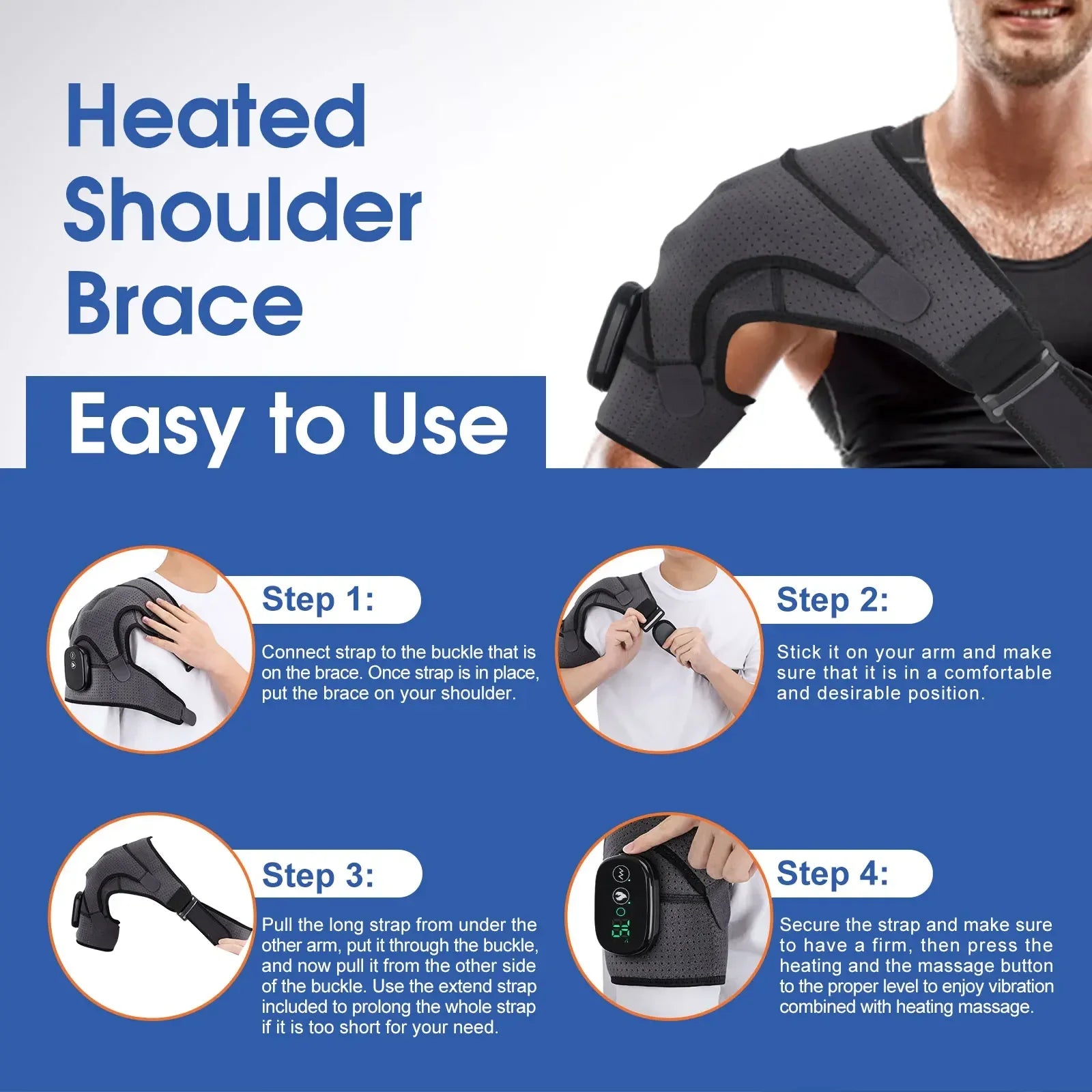 Trendbay Electric Heated Shoulder Support Wrap with Adjustable Compression