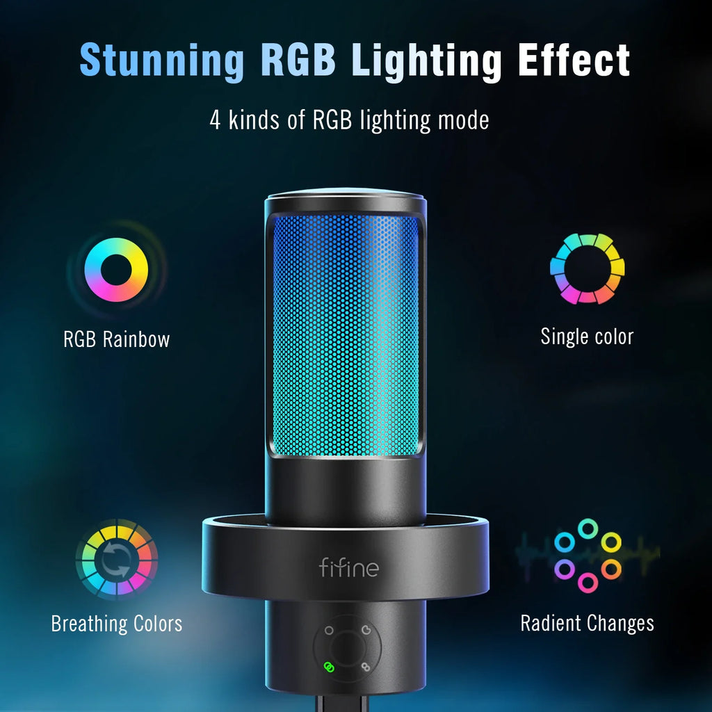 Trendbay USB Gaming Microphone RGB 4 Polar Patterns Gain Control