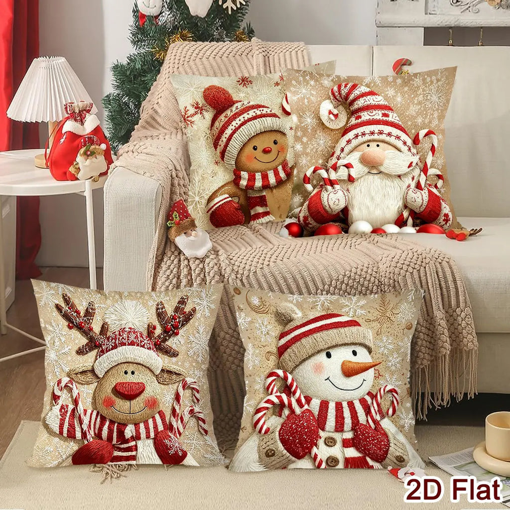 Trendbay Christmas Cushion Cover 4 Set Gnome & Gingerbread Man