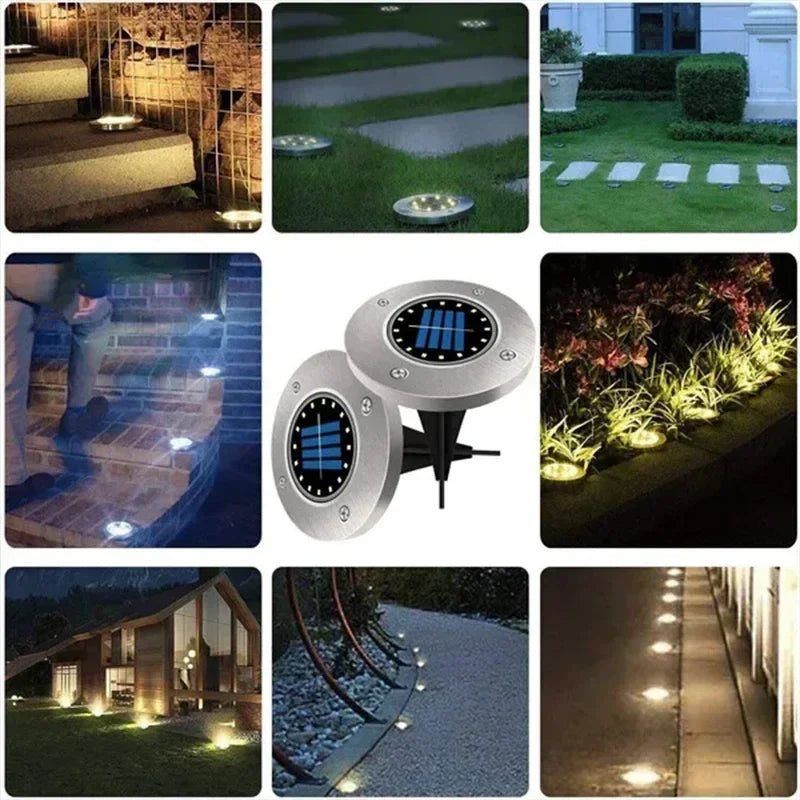 Trendbay 1Pcs Solar Ground Lights 8 LED Stainless Steel & ABS In-Ground