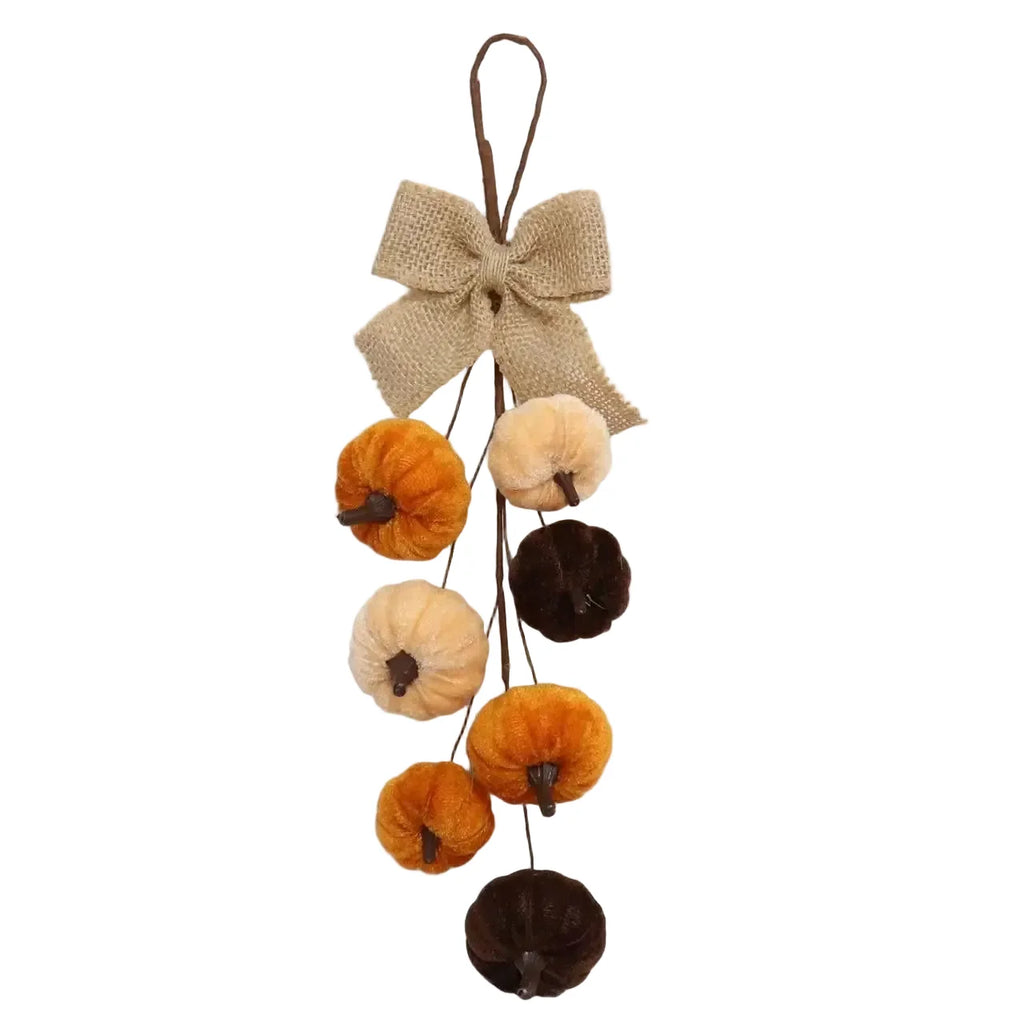 Trendbay Velvet Pumpkin Hanging Ornament with Burlap Bow