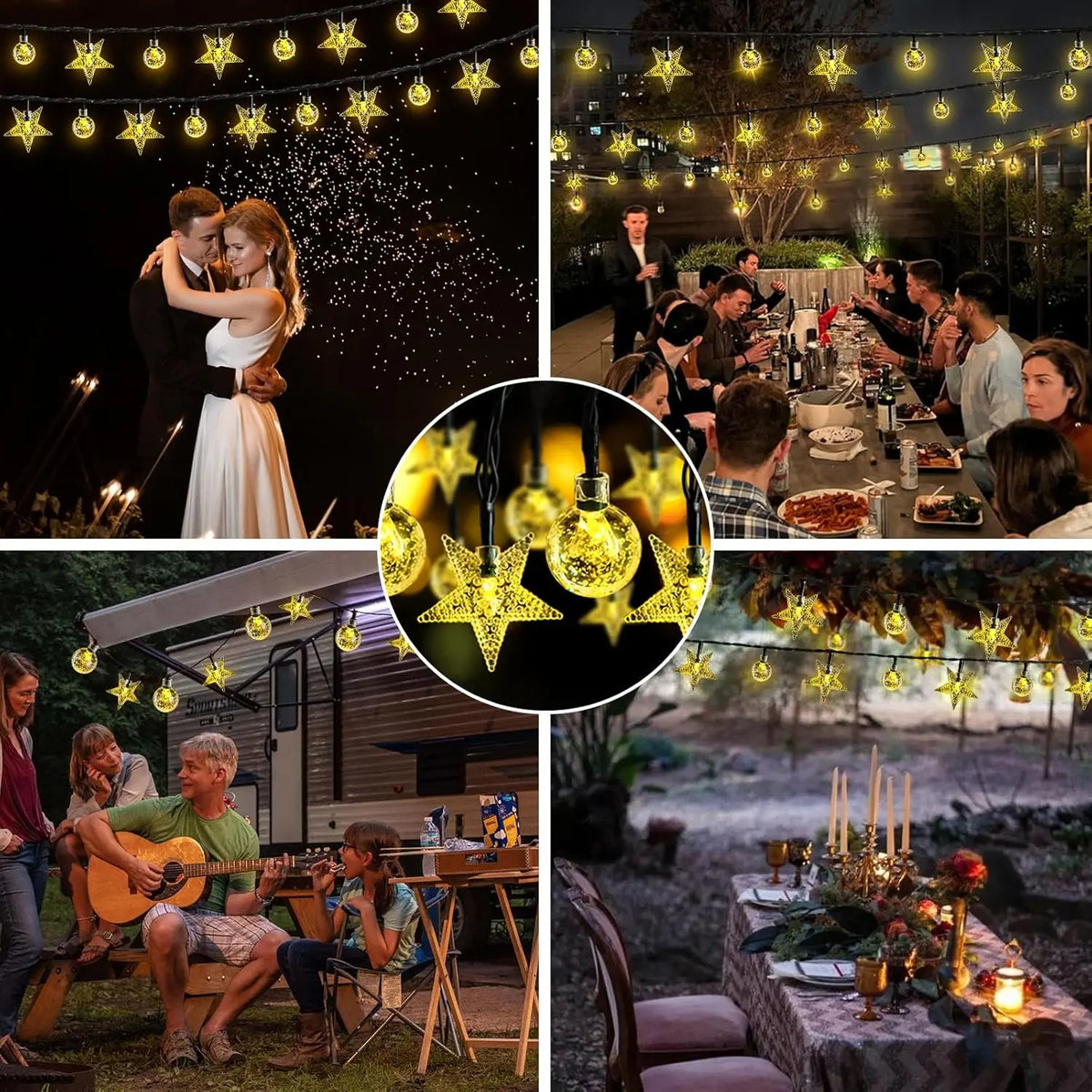 Trendbay 12M 100-LED Solar String Lights Warm Light Crystal Ball & Star