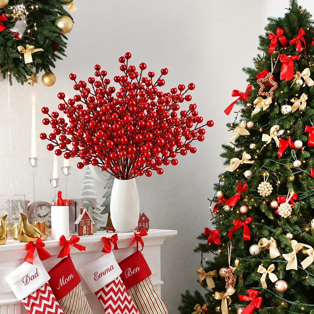 Trendbay 5-Piece Christmas Red Berry Branch Decorations