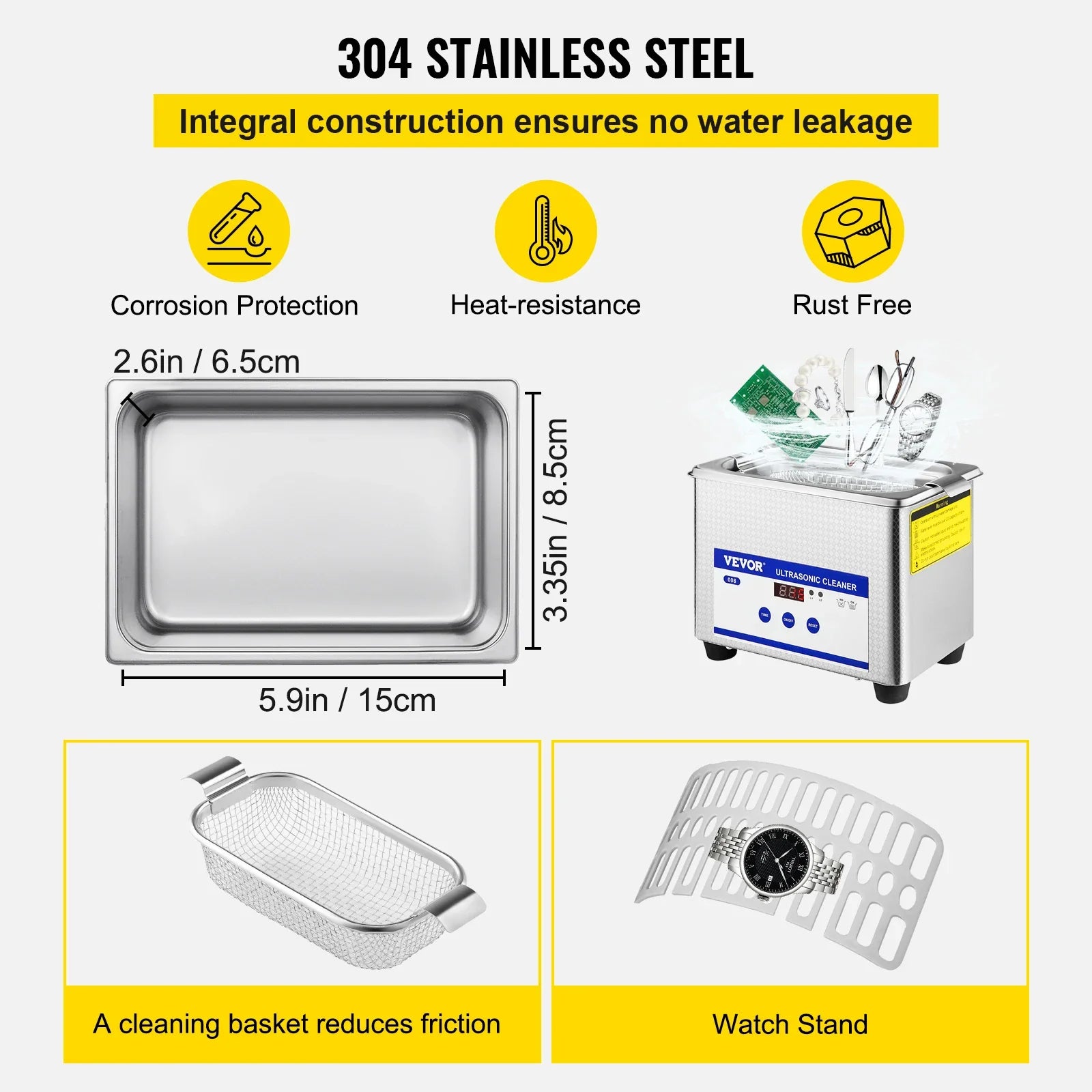 Trendbay 800ML Ultrasonic Cleaner 35W Portable
