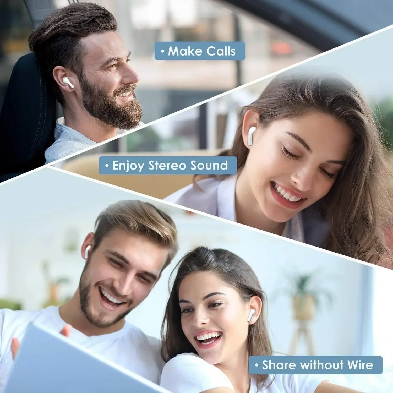 Trendbay Wireless Stereo Earbuds with Dual Microphone
