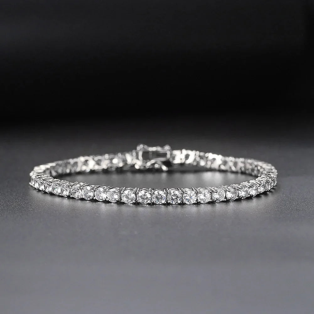 Trendbay Sterling Silver Moissanite Tennis Bracelet – Classic Single-Row Bracelet