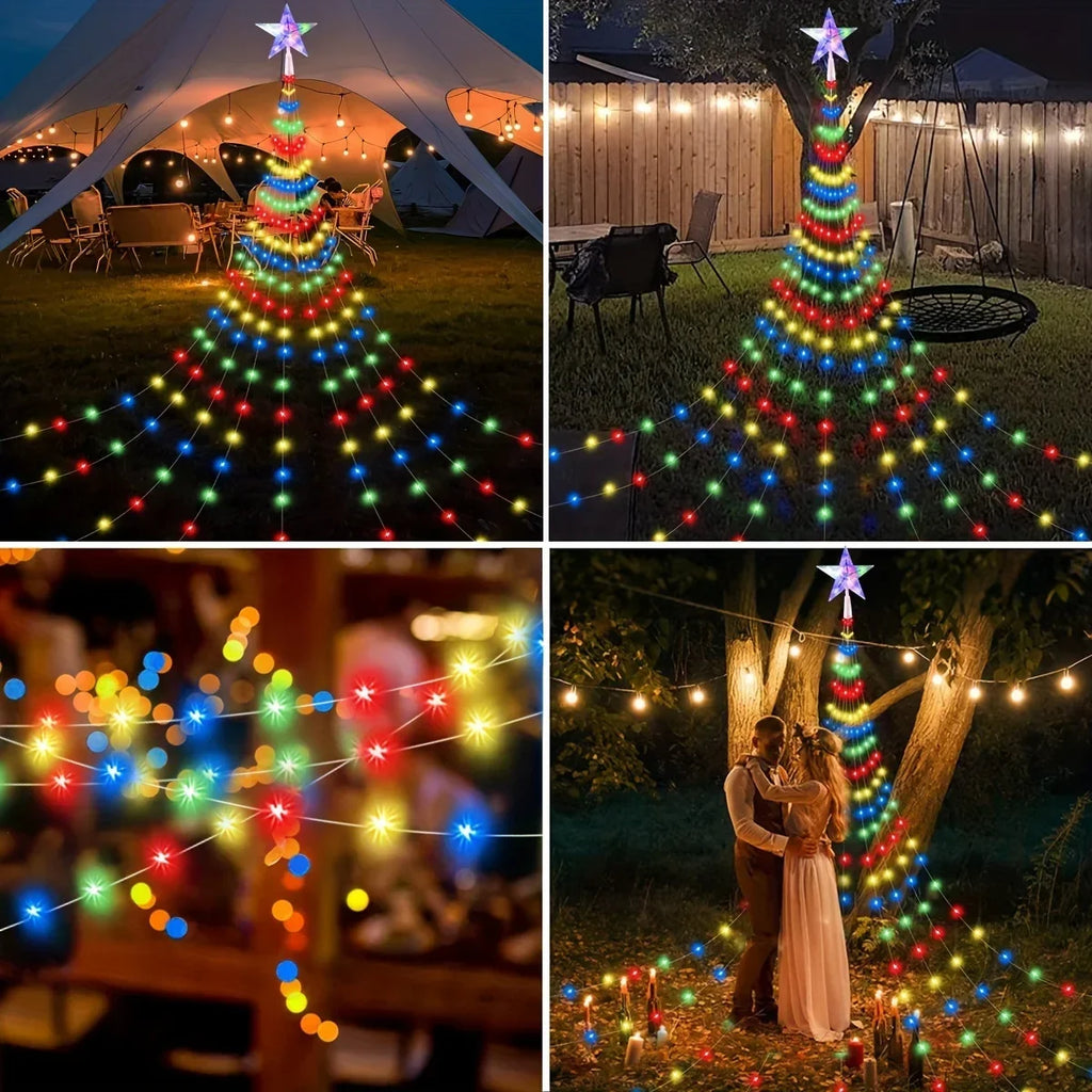 Trendbay 1pcs 5-Pointed Star Waterfall String Lights 2M Multicolor USB powered