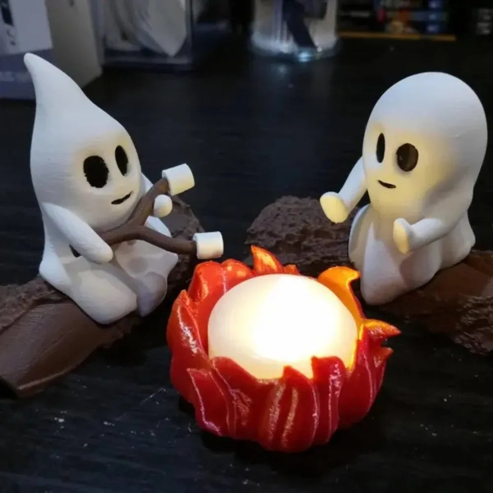 Trendbay 1 Set Halloween Ghost Campfire Decor with Dog & Cat Figures