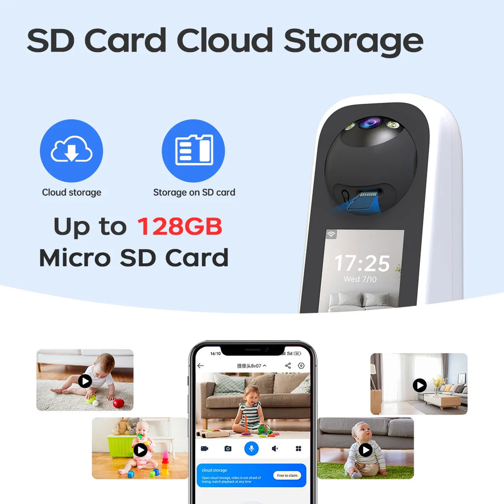 Trendbay 3K PTZ Smart Camera – Baby Monitor with Video Call, AI Tracking & LED Screen