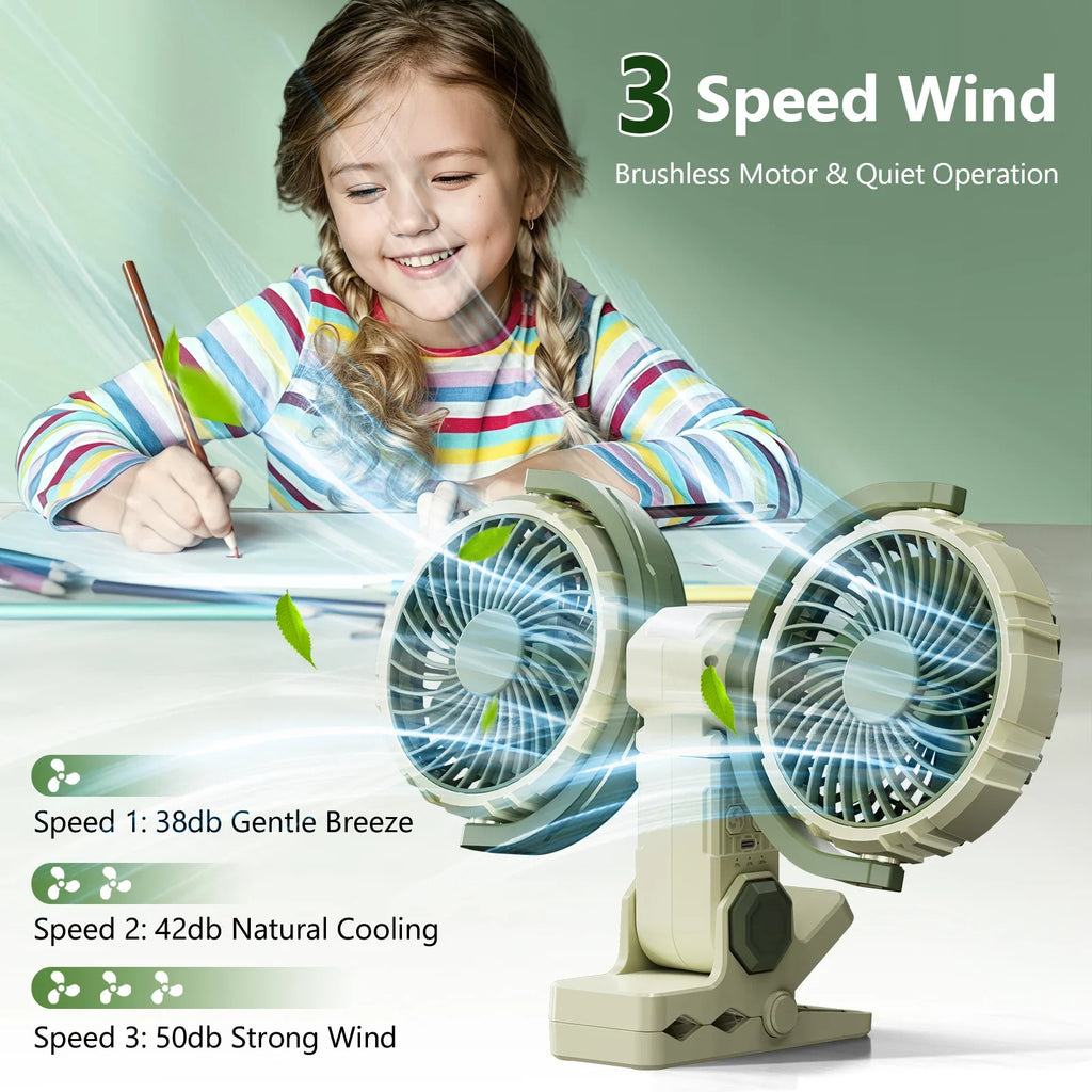 Trendbay Dual-Head Clip-On Desk Fan