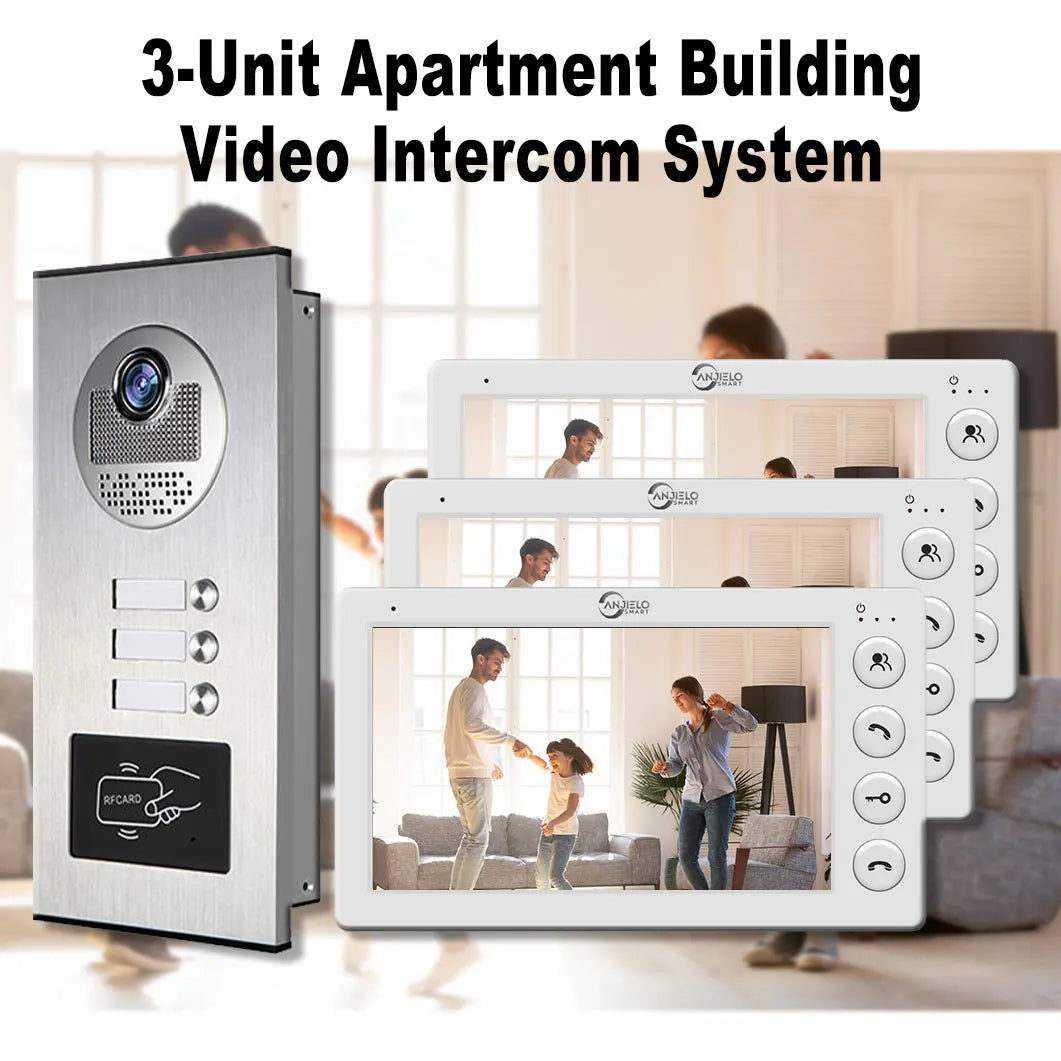 Trendbay 3-Unit Video Intercom Doorbell System with RFID Unlock