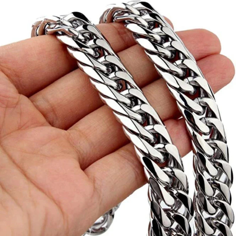 Trendbay 8mm Stainless Steel Cuban Link Chain Necklace – Waterproof Heavy-Duty Men's Fashion Jewelry