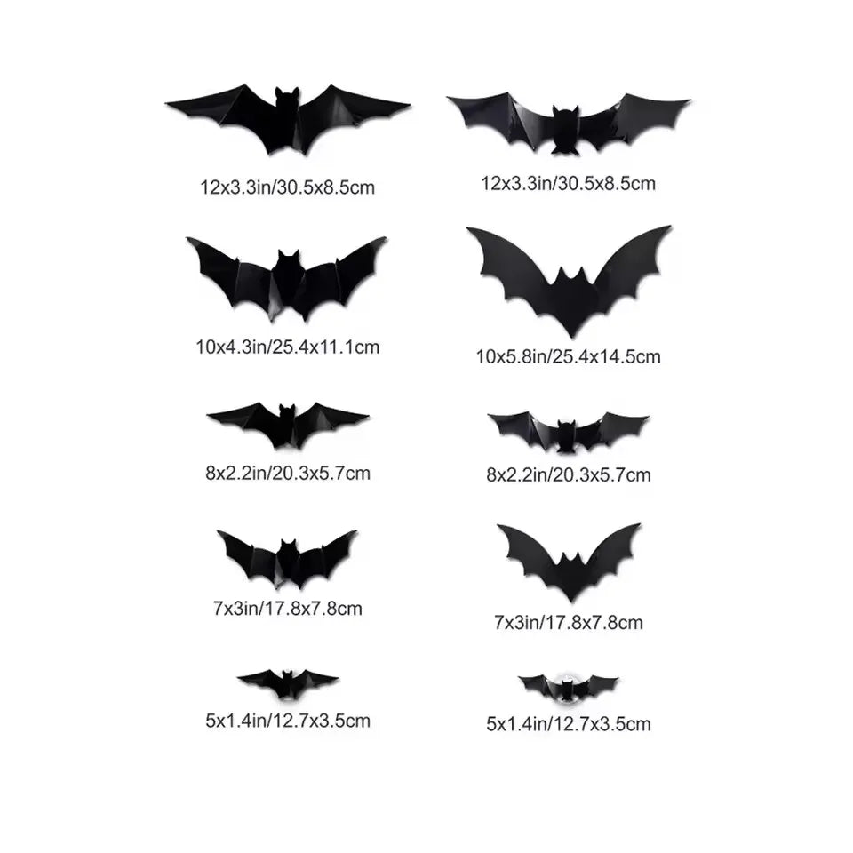 Trendbay 12pcs Halloween 3D Bat LED Wall Decals