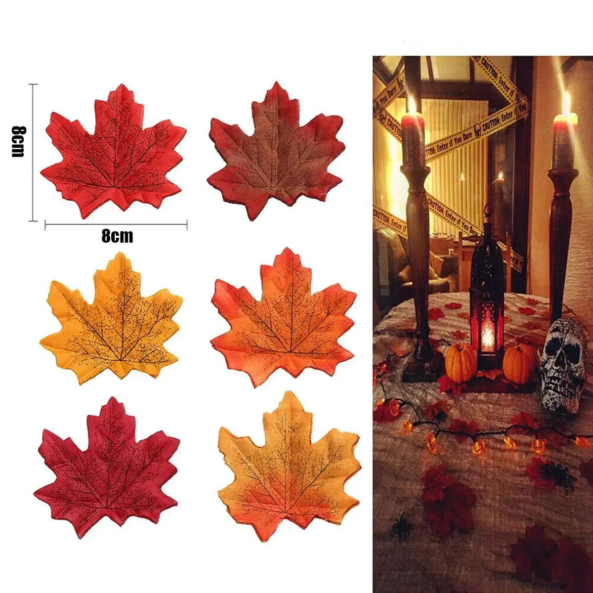 Trendbay 100pcs Artificial Silk Maple Leaves, Mixed Color Autumn Fake Leaves