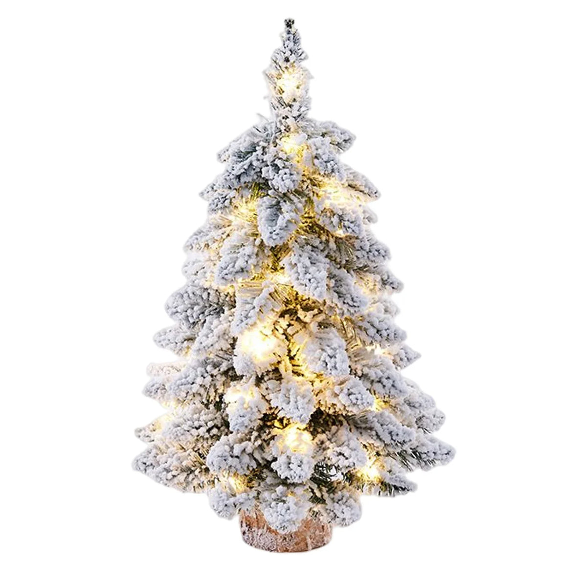 Trendbay Snow-Flocked Christmas Tree Tabletop Figurine with LED Lights