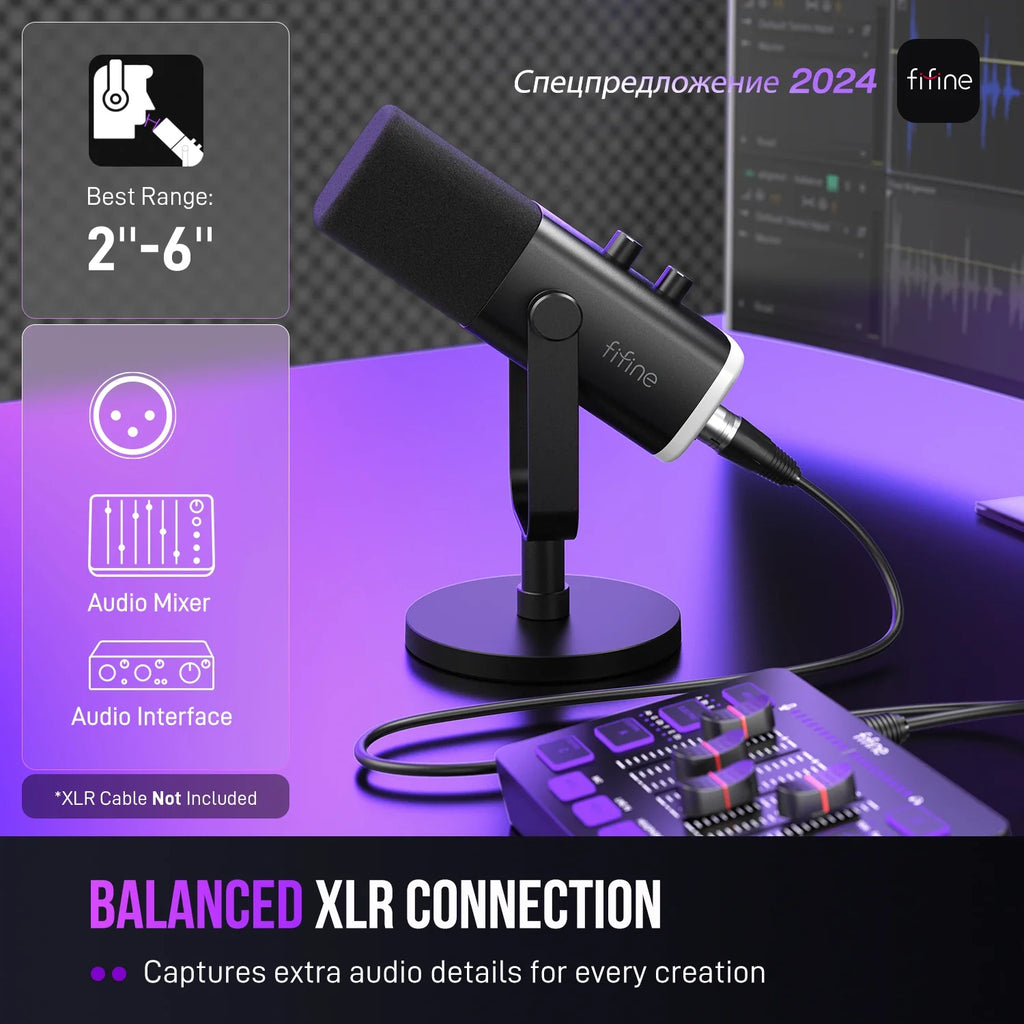Trendbay USB/XLR Dynamic Microphone RGB Control Headphone Jack