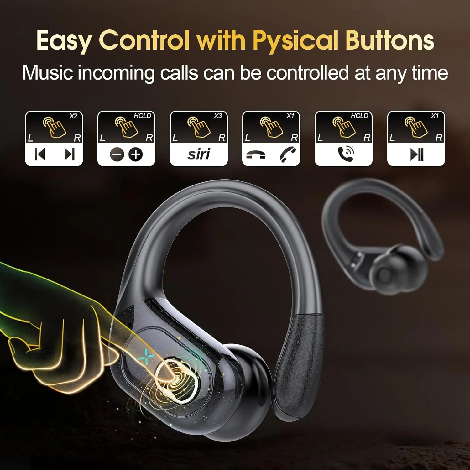 Trendbay Bluetooth 5.4 Wireless Earbuds with Ear Hooks
