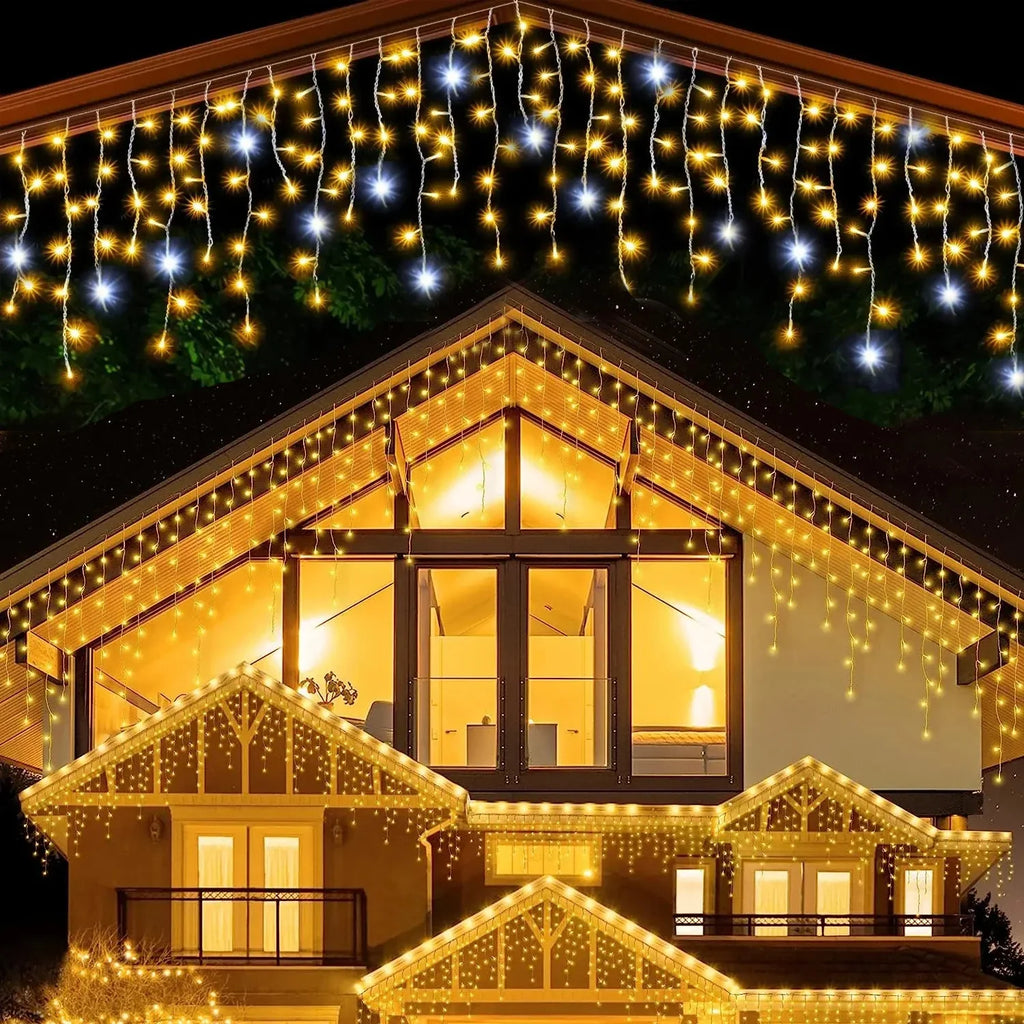 Trendbay 24M × 0.6M Warm White Icicle Curtain LED Lights – 220V