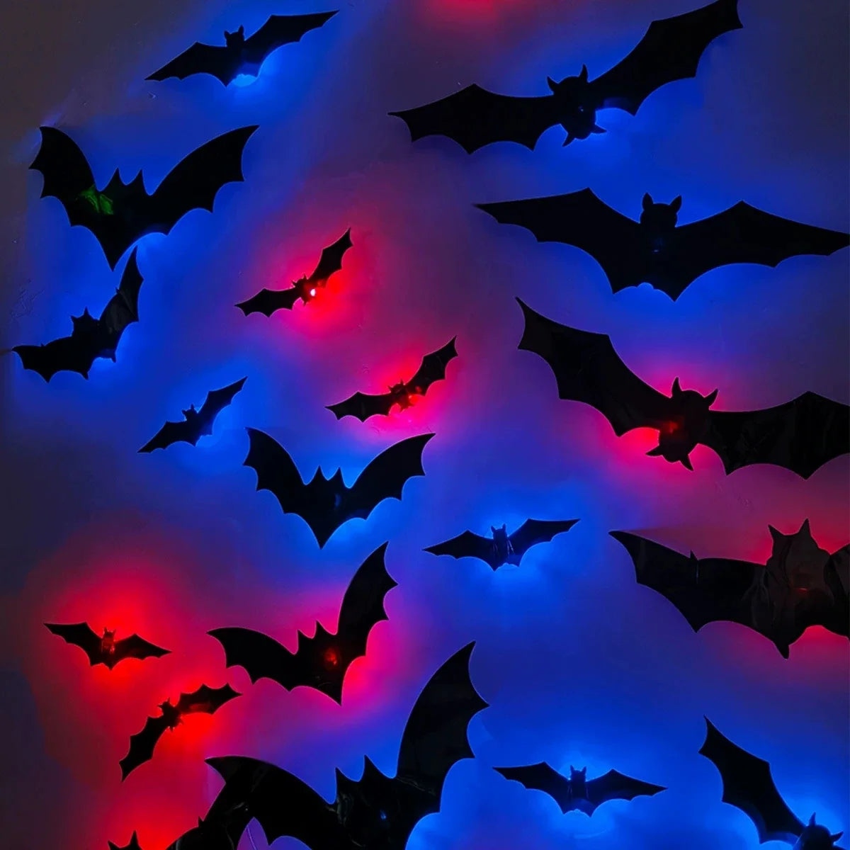 Trendbay 12pcs Halloween 3D Bat LED Wall Decals