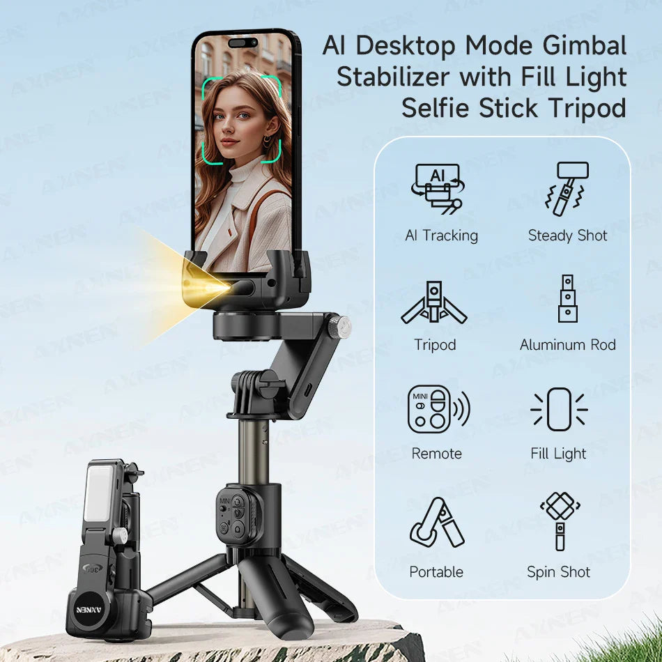 Trendbay Q19 AI Face Tracking Gimbal Stabilizer with Fill Light
